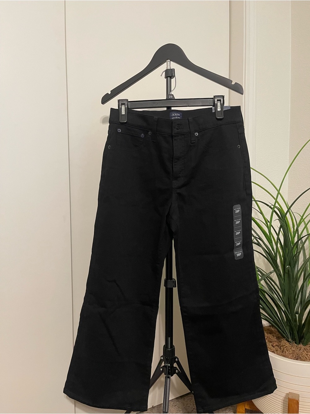 J. Crew Black Cropped Wide-Leg Jeans